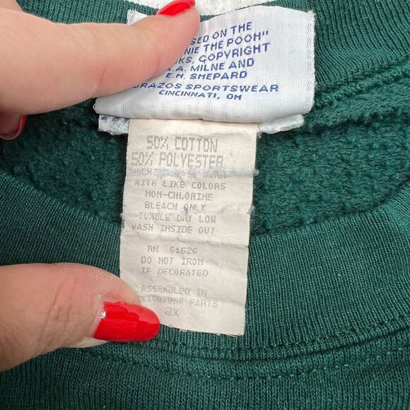 Disney VTG 90s Pooh Tigger Crewneck Sweatshirt I'm The Only One FLAW Green 2X - Picture 6 of 6